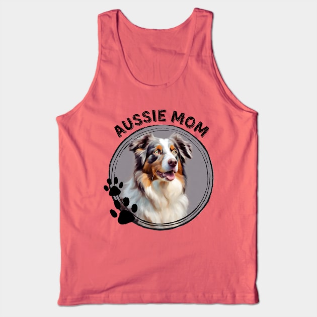 Aussie Australian Shepherd Dog Mom Dog Breed Portrait Tank Top by PoliticalBabes